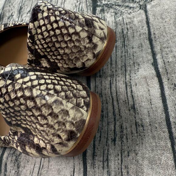 Tory Burch Caroline Ballet Flats Snake Embossed Black Cap Toe Gold Logo Sz 10.5M - Picture 3 of 8